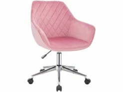 Fauteuils De Bureau Tabouret De Travail Avec Dossier En Velours Rose 19_0000110
