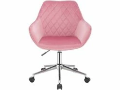 Fauteuils De Bureau Tabouret De Travail Avec Dossier En Velours Rose 19_0000110 -mobilier de bureau Shop siege de bureau 19809493