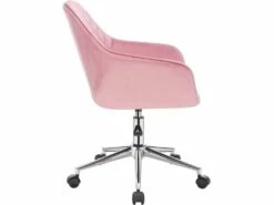 Fauteuils De Bureau Tabouret De Travail Avec Dossier En Velours Rose 19_0000110 -mobilier de bureau Shop siege de bureau 19809495