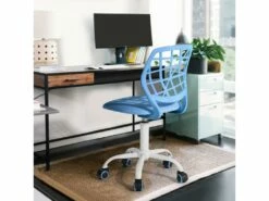 URBAN MEUBLE Chaise De Bureau Chaise De Bureau Hauteur Réglable Siège Pivotant En Tissu Chaise De Travail Ergonomique Sans Accoudoir, Bleu -mobilier de bureau Shop siege de bureau 20018727