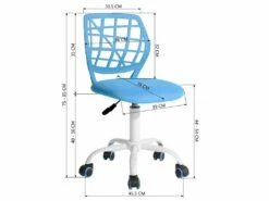 URBAN MEUBLE Chaise De Bureau Chaise De Bureau Hauteur Réglable Siège Pivotant En Tissu Chaise De Travail Ergonomique Sans Accoudoir, Bleu -mobilier de bureau Shop siege de bureau 20018737