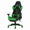 Chaise De Jeu Avec Repose-pieds Extensible 2D Accoudoirs Noir/Vert En Similicuir ML-Design