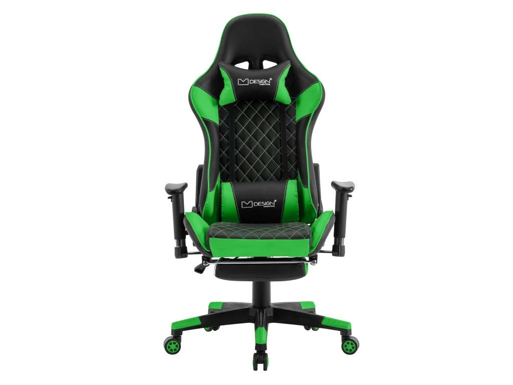 Chaise De Jeu Avec Repose-pieds Extensible 2D Accoudoirs Noir/Vert En Similicuir ML-Design 2 Chaise De Jeu Avec Repose-pieds Extensible 2D Accoudoirs Noir/Vert En Similicuir ML-Design – Image 2