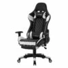 Chaise De Jeu Avec Repose-pieds Extensible 2D Accoudoirs Noir/Blanc En Similicuir ML-Design