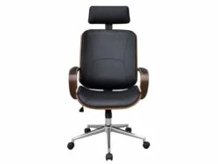 Fauteuil Chaise Siège De Bureau En Bois De Noyer Avec Repose-tête Luxe Noir 0502018 -mobilier de bureau Shop siege de bureau 21027177