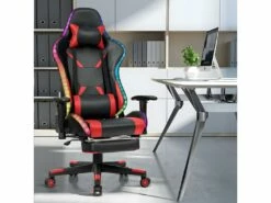 Chaise Gaming Fauteuil De Bureau Hauteur Ajustable Et Dossier Inclinable Repose Pieds Inclus Rouge 20_0000395 -mobilier de bureau Shop siege de bureau 21200809