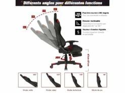 Chaise Gaming Fauteuil De Bureau Hauteur Ajustable Et Dossier Inclinable Repose Pieds Inclus Rouge 20_0000395 -mobilier de bureau Shop siege de bureau 21200811