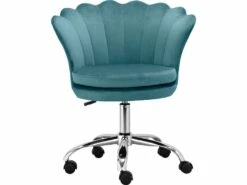 Chaise De Bureau Rembourrée En Velours Bleu