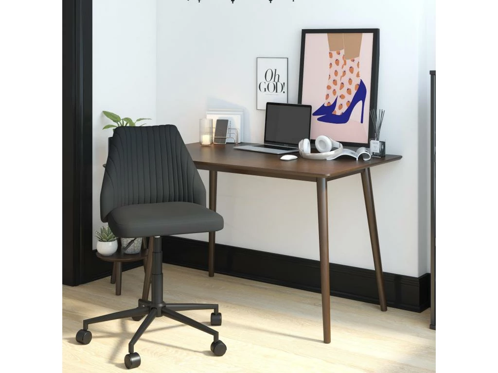 Chaise De Bureau En Lin Gris 6 Chaise De Bureau En Lin Gris – Image 6