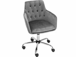 Chaise De Bureau Rembourrée En Velours Gris -mobilier de bureau Shop siege de bureau 21700829