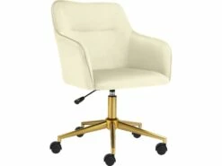 Chaise De Bureau Caspar Blanc Cassé/Or