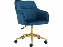 Chaise De Bureau Caspar Bleu/Or
