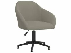 Chaise Pivotante De Bureau Gris Clair Velours