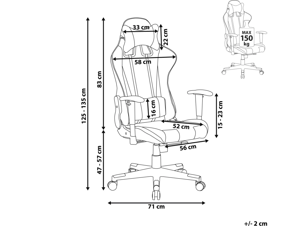 Chaise De Bureau Noire Et Bleu Foncé GAMER 5 Chaise De Bureau Noire Et Bleu Foncé GAMER – Image 5