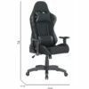 Chaise De Jeu Bundaberg, Fauteuil De Jeu Pour Adultes, Chaise De Bureau, 57x72h124/134 Cm, Noir