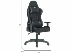 Chaise De Jeu Bundaberg, Fauteuil De Jeu Pour Adultes, Chaise De Bureau, 57x72h124/134 Cm, Noir