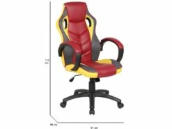 Chaise De Jeu Caloundra, Fauteuil De Jeu Pour Adultes, Chaise De Bureau, 66x61h104/114 Cm, Rouge Et Jaune