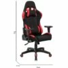 Chaise De Jeu Bundaberg, Fauteuil De Jeu Pour Adultes, Chaise De Bureau, 57x72h124/134 Cm, Noir Et Rouge