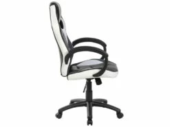 Chaise De Jeu Caloundra, Fauteuil De Jeu Pour Adultes, Chaise De Bureau, 66x61h104/114 Cm, Noir Et Blanc