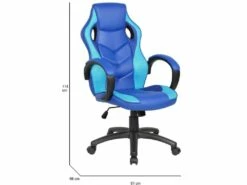 Chaise De Jeu Caloundra, Fauteuil De Jeu Pour Adultes, Chaise De Bureau, 66x61h104/114 Cm, Bleu Et Bleu Ciel
