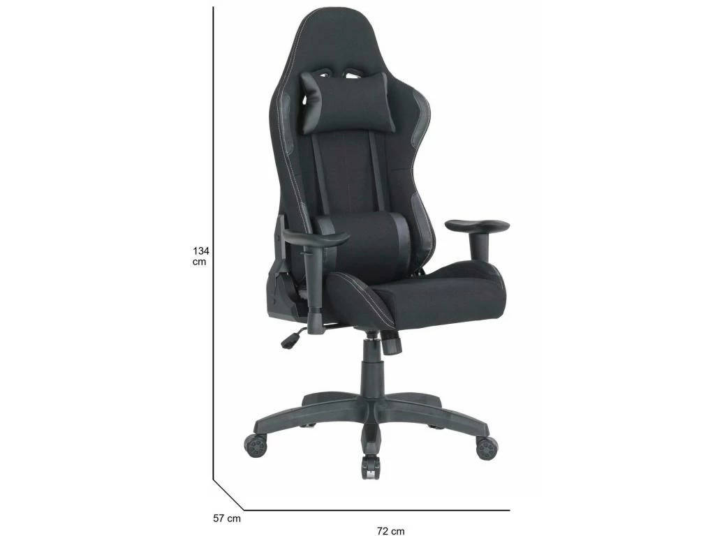 Chaise De Jeu Daren, Fauteuil De Jeu Pour Adultes, Chaise De Bureau, 57x72h124/134 Cm, Noir 1 Chaise De Jeu Daren, Fauteuil De Jeu Pour Adultes, Chaise De Bureau, 57x72h124/134 Cm, Noir