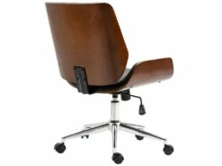 Chaise De Bureau Manager Design Vintage Pivotante Hauteur Réglable Bois Peuplier Acier Chromé Revêtement Mixte Synthétique Tissu Noir -mobilier de bureau Shop siege de bureau 23022017