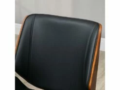 Chaise De Bureau Manager Design Vintage Pivotante Hauteur Réglable Bois Peuplier Acier Chromé Revêtement Mixte Synthétique Tissu Noir -mobilier de bureau Shop siege de bureau 23022019