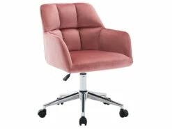 Chaise De Bureau - Velours - Rose - Hauteur Réglable - PEGA -mobilier de bureau Shop siege de bureau 512319