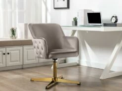 Chaise De Bureau - Velours - Taupe - CAPULI