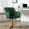 Chaise De Bureau - Velours - Vert - CAPULI