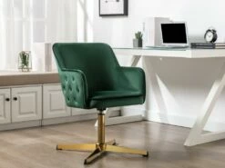 Chaise De Bureau - Velours - Vert - CAPULI