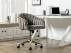 Chaise De Bureau - Velours - Gris - Hauteur Réglable - TOSILI