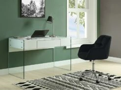 Chaise De Bureau - Velours - Noir - Hauteur Réglable - PEGA