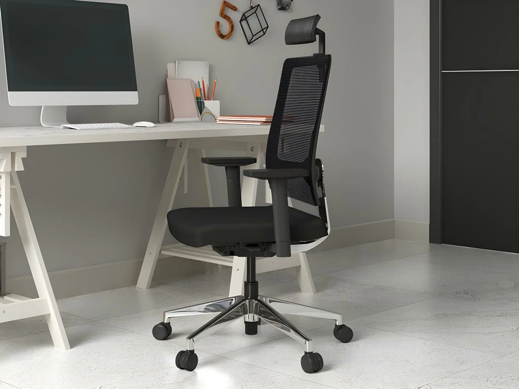Fauteuil De Bureau Ergonomique Professionnel - Avec Têtière - Tissu - Noir - WALLSTREET 4 Fauteuil De Bureau Ergonomique Professionnel - Avec Têtière - Tissu - Noir - WALLSTREET – Image 4