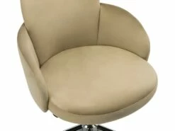 Chaise De Bureau - Velours - Hauteur Réglable - Beige - CAPIA -mobilier de bureau Shop siege de bureau 751419