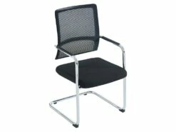 Chaise De Réunion Professionnelle - Tissu Et Métal Chromé - Noir - MARUNOUCHI -mobilier de bureau Shop siege de bureau 751449