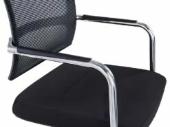 Chaise De Réunion Professionnelle - Tissu Et Métal Chromé - Noir - MARUNOUCHI -mobilier de bureau Shop siege de bureau 751453