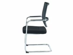 Chaise De Réunion Professionnelle - Tissu Et Métal Chromé - Noir - MARUNOUCHI -mobilier de bureau Shop siege de bureau 751469