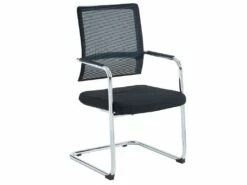 Chaise De Réunion Professionnelle - Tissu Et Métal Chromé - Noir - MARUNOUCHI -mobilier de bureau Shop siege de bureau 751479