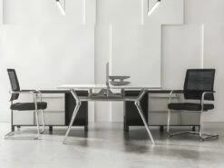 Chaise De Réunion Professionnelle - Tissu Et Métal Chromé - Noir - MARUNOUCHI -mobilier de bureau Shop siege de bureau 751481