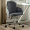 Chaise De Bureau - Velours - Hauteur Réglable - Gris - CAPIA