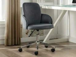 Chaise De Bureau - Velours - Hauteur Réglable - Gris - CAPIA