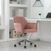 Chaise De Bureau - Velours - Rose - Hauteur Réglable - ELEANA