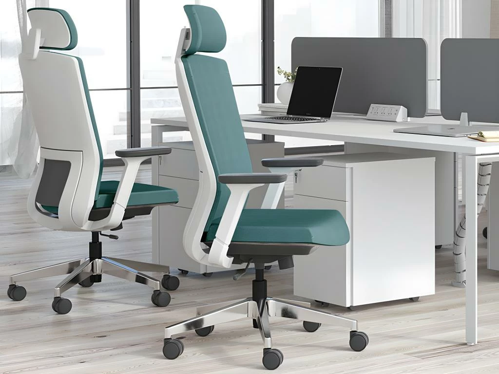 Fauteuil De Bureau Professionnel - Avec Têtière - Tissu - Bleu - VOLTI 2 Fauteuil De Bureau Professionnel - Avec Têtière - Tissu - Bleu - VOLTI – Image 2