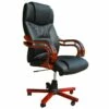 Fauteuil De Bureau Chaise Siège Noir Ergonomique Luxe Classique Bois 0502002/2