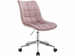 Fauteuil De Bureau Tabouret De Travail En Velours Rose 19_0000245