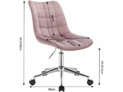Fauteuil De Bureau Tabouret De Travail En Velours Rose 19_0000245 -mobilier de bureau Shop siege de bureau 8910715