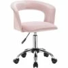 Chaise De Bureau Avec Accoudoirs En Velours Rose 19_0000145