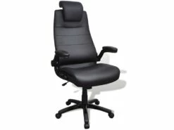 Fauteuil Chaise Siège De Bureau Pivotant Réglable Ergonomique Avec Accoudoir PVC Noir 0502021