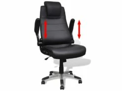 Fauteuil Chaise Siège De Bureau Pivotant Réglable Ergonomique Avec Accoudoir PVC Noir 0502021 -mobilier de bureau Shop siege de bureau 8911097